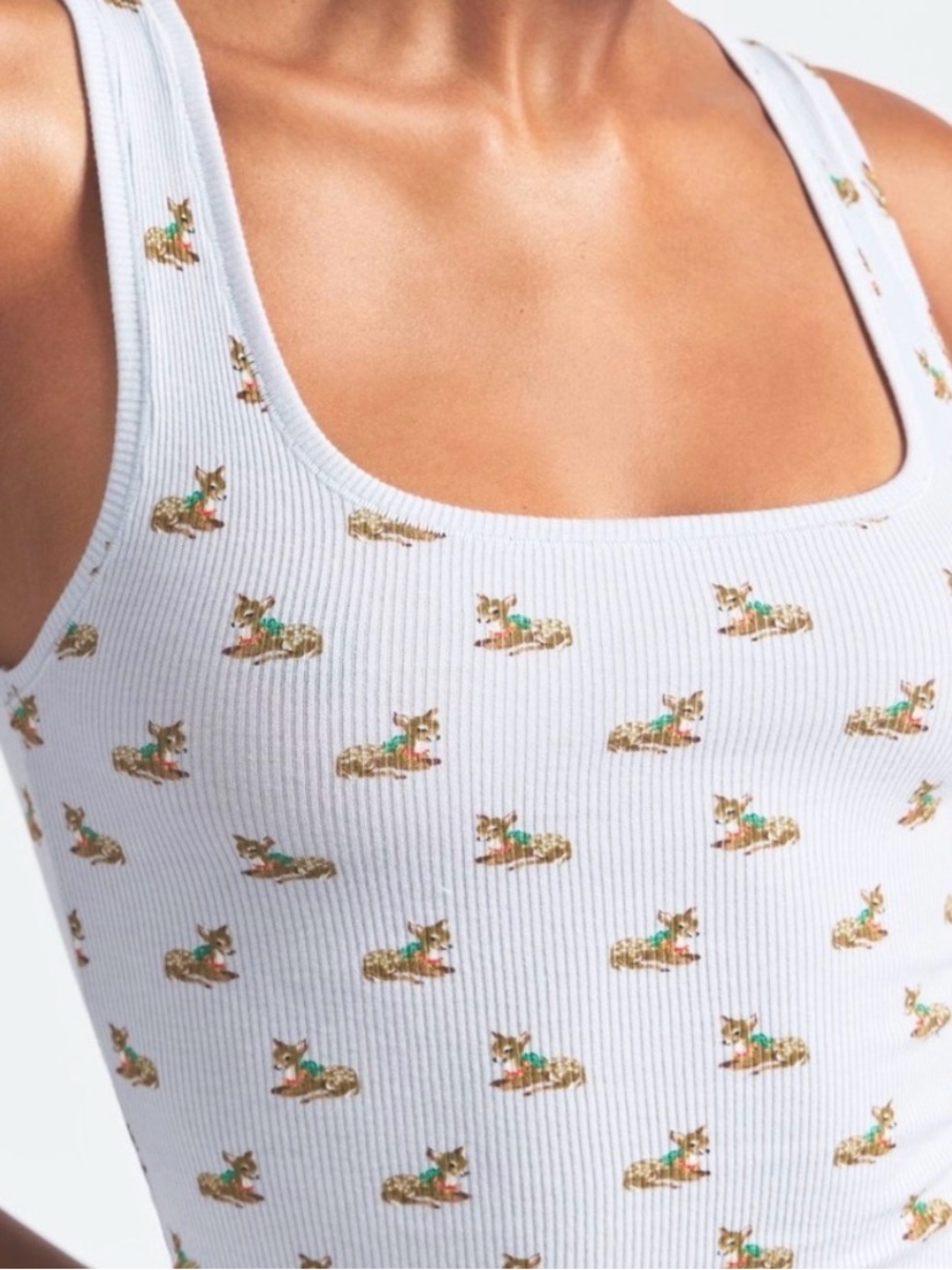 NWOT SKIMS Christmas Deer Cotton Ribbed Tank Top size L